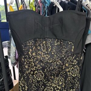 Diane Von Furstenberg Black and Gold Floral Lace Dress